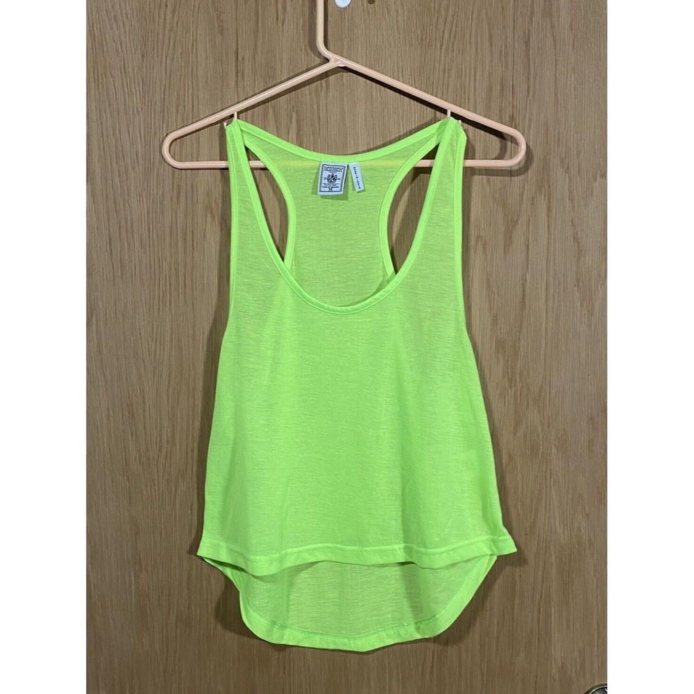 Exist Women's Sz M Tank Top Neon Green Solid Racerback Sheer Festival Layering